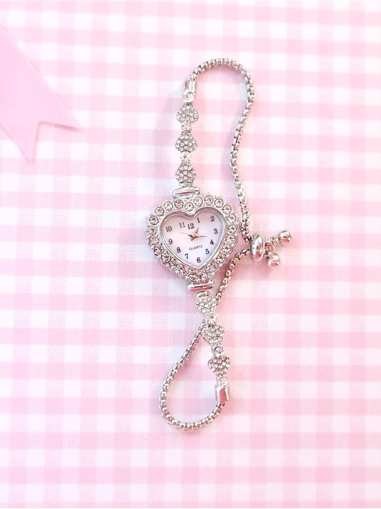 Jewelry - Silver Heart Crystal Bracelet Watch - Women's Jewelry